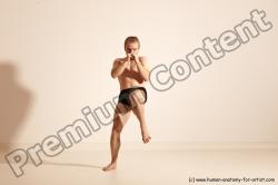 Underwear Martial art Man White Moving poses Slim Short Blond Dynamic poses Academic